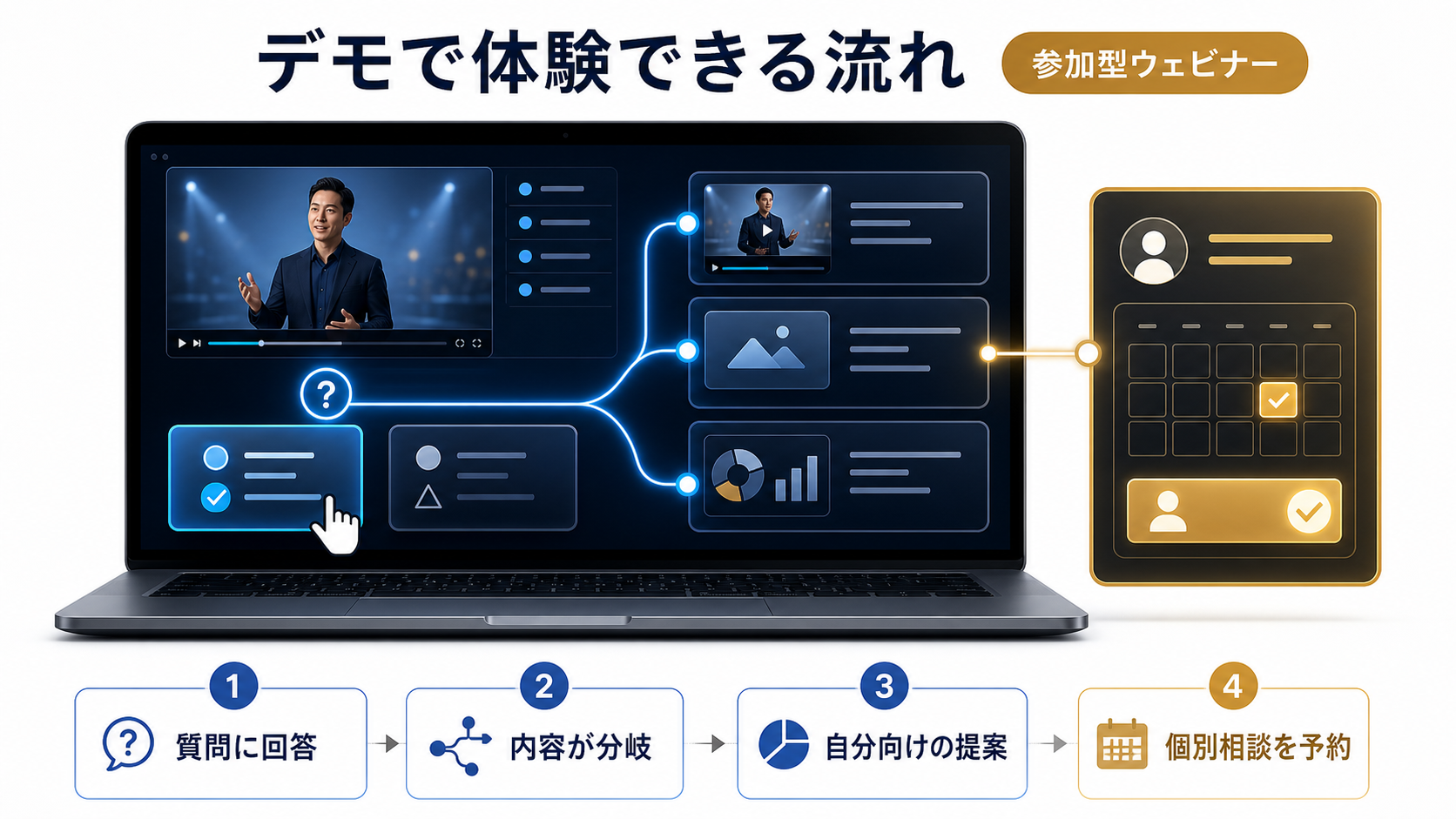 視聴者自身が分岐を体験するデモ画面