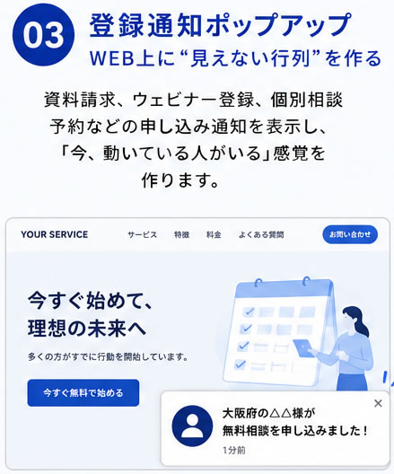 登録通知ポップアップの説明画像