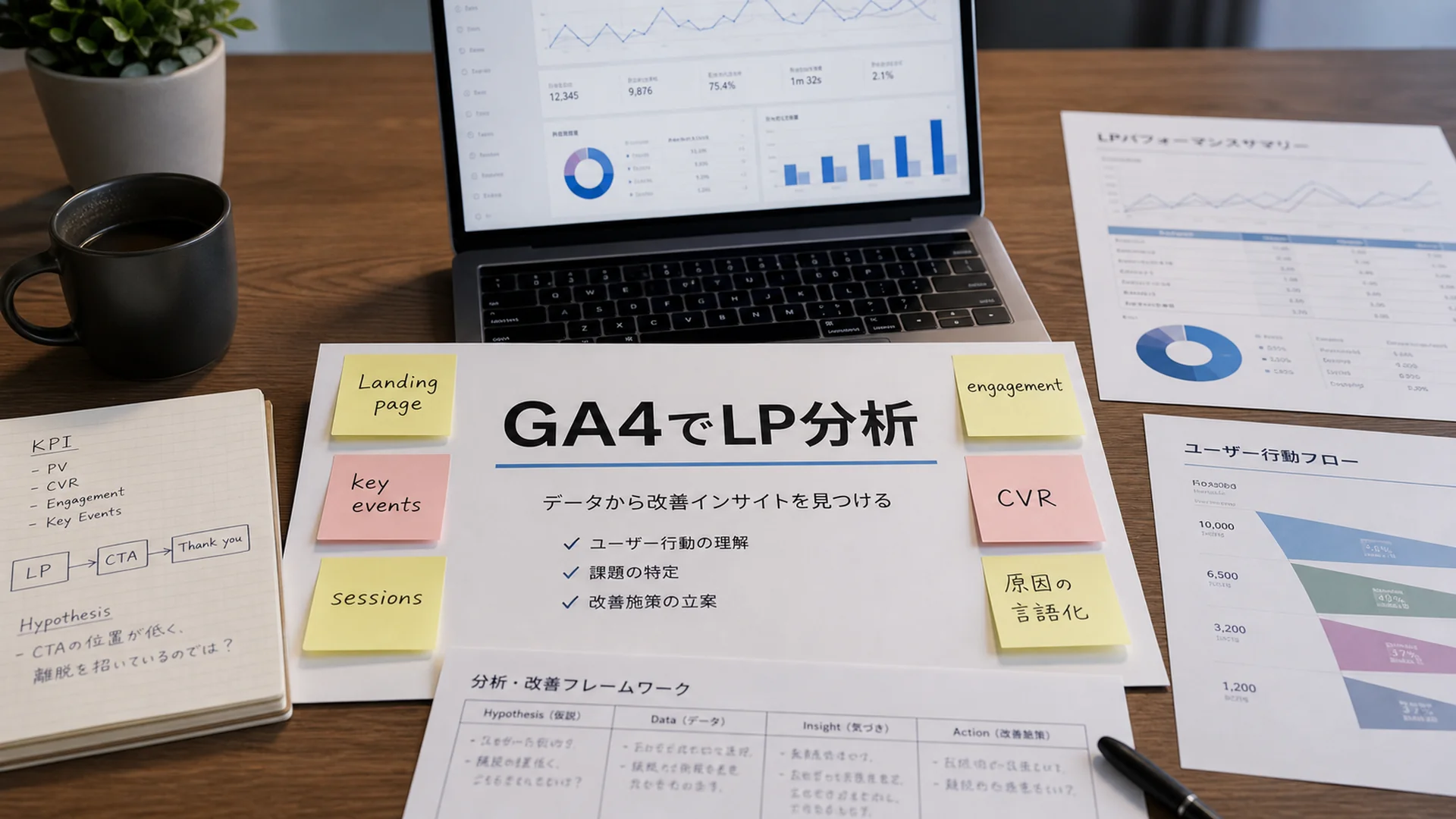 GA4でLP分析を行うためのランディングページ指標と仮説メモ