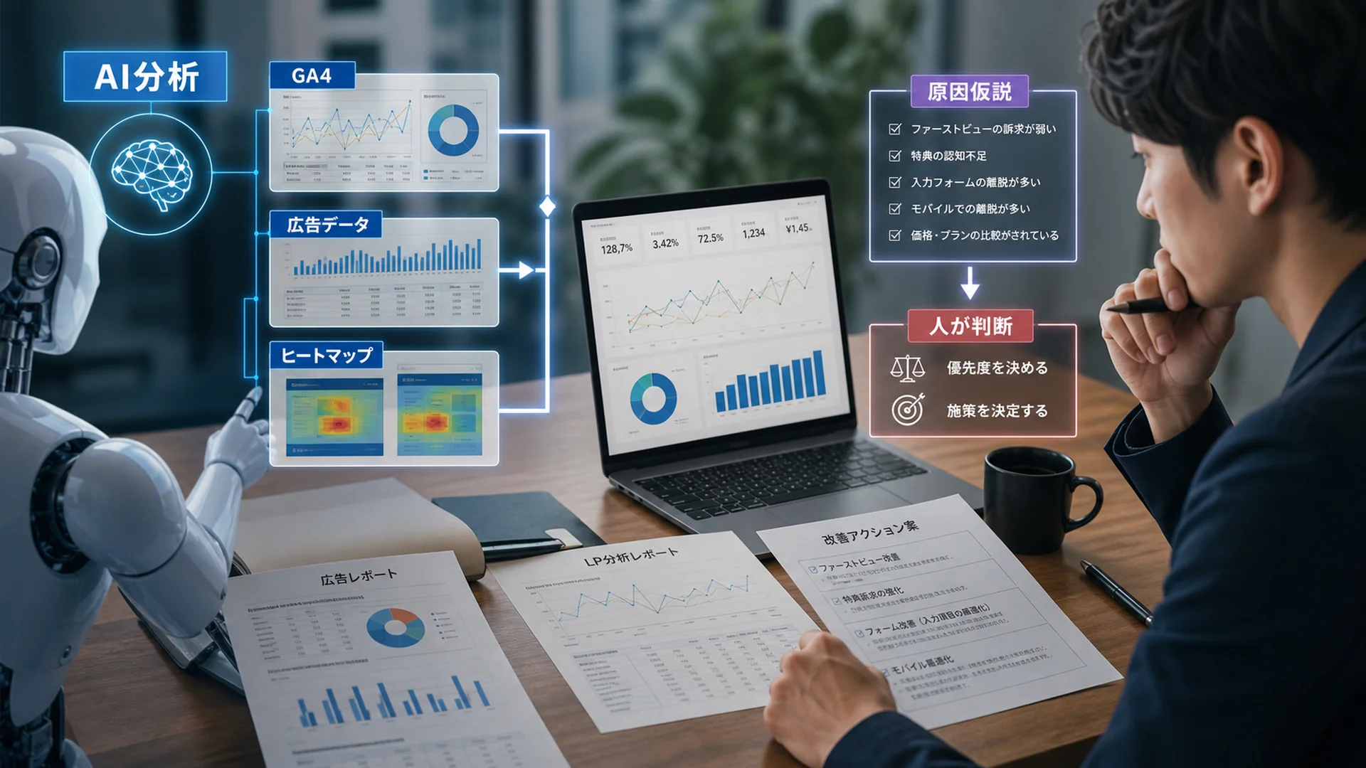 AIでLPのGA4、広告、ヒートマップ、商談データを分析する資料